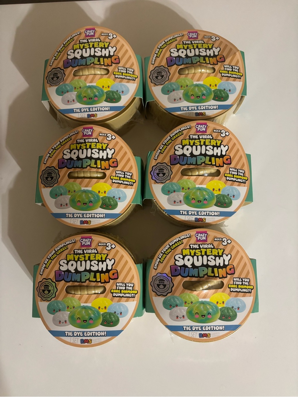 Mystery Squishy Dumpling Tie Dye Edition - Kids Plush Toy (Green, Yellow)